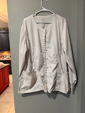 Cherokee Women's White Snap-Front Scrub Jacket